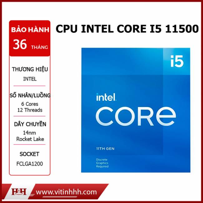 CPU INTEL CORE I5 11500 (6 Nhân 12 Luồng | Turbo 4.6GHz | 12M Cache | 65W) 11th