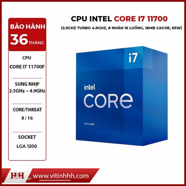 CPU INTEL ROCKET I7 11700 (2.5GHz Turbo 4.9GHz, 8 nhân 16 luồng, 16MB Cache, 65W) 11th