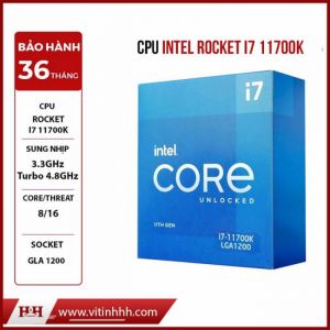 CPU INTEL ROCKET I7 11700K ( 3.3GHz Turbo 4.8GHz, 8 nhân 16 luồng, 20MB Cache, 125W ) 11th