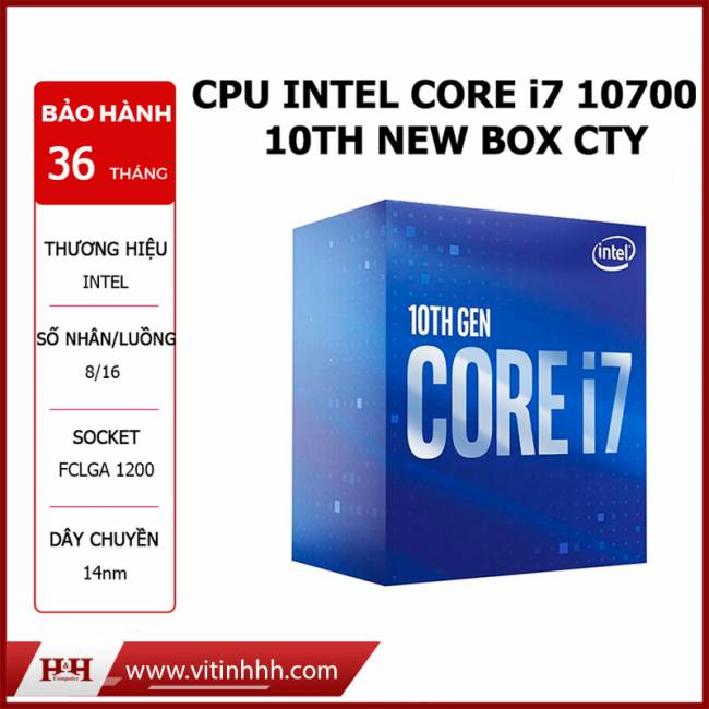 CPU INTEL CORE i7 10700F (2.9GHz turbo 4.8GHz | 8 nhân | 16 luồng | 16MB Cache) 10th