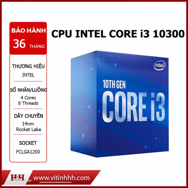 CPU INTEL CORE i3 10300 (3.7 GHz Turbo 4.4 GHz, 4 nhân 8 luồng, 8MB Cache) 10th